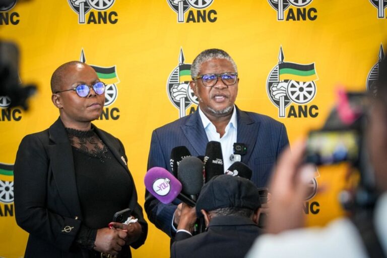ANC Secretary-General Fikile Mbalula spoke to the media on the side-lines of their Special Extended NEC meeting in Kempton Park, East Rand on August 26, 2026.