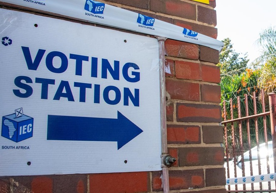 Sign at a voting station during the National and Provincial Elections in 2024.