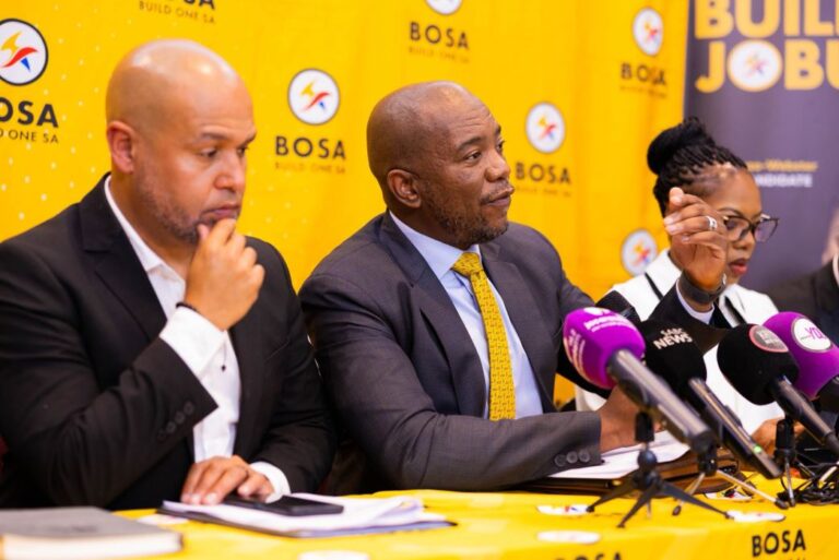 BOSA leader Mmusi Maimane addresses media briefing on September 2, 2026.